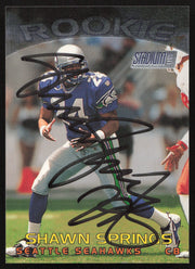 Shawn Springs Autographed 1997 Stadium Club Rookie Card #85 Seattle Seahawks SKU #261314