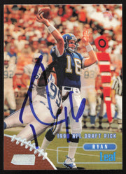Ryan Leaf Autographed 1998 Stadium Club Rookie Card #166 San Diego Chargers SKU #261338