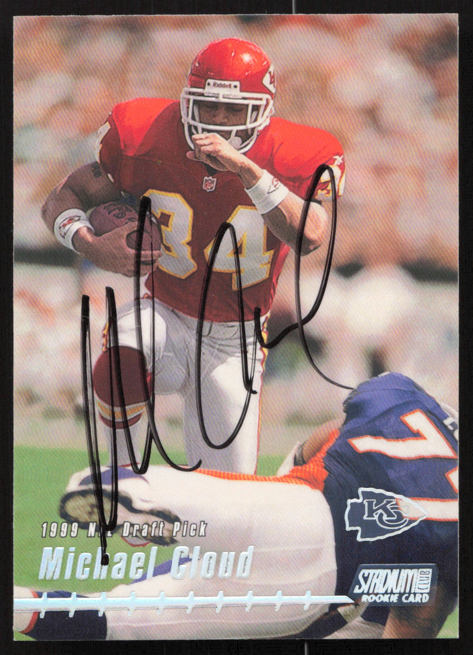 Michael Cloud Autographed 1999 Stadium Club Rookie Card #167 Kansas City Chiefs SKU #261359