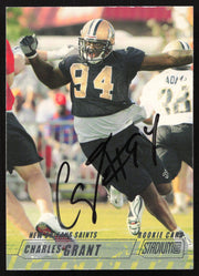 Charles Grant Autographed 2002 Stadium Club Card #129 New Orleans Saints SKU #261397