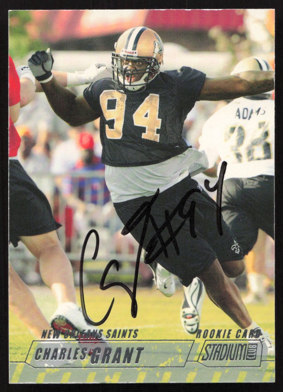 Charles Grant Autographed 2002 Stadium Club Card #129 New Orleans Saints SKU #261397