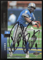 Rodney Peete Autographed 1994 Upper Deck Card #92 Detroit Lions (Smudged) SKU #261400