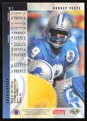 Rodney Peete Autographed 1994 Upper Deck Card #92 Detroit Lions (Smudged) SKU #261400