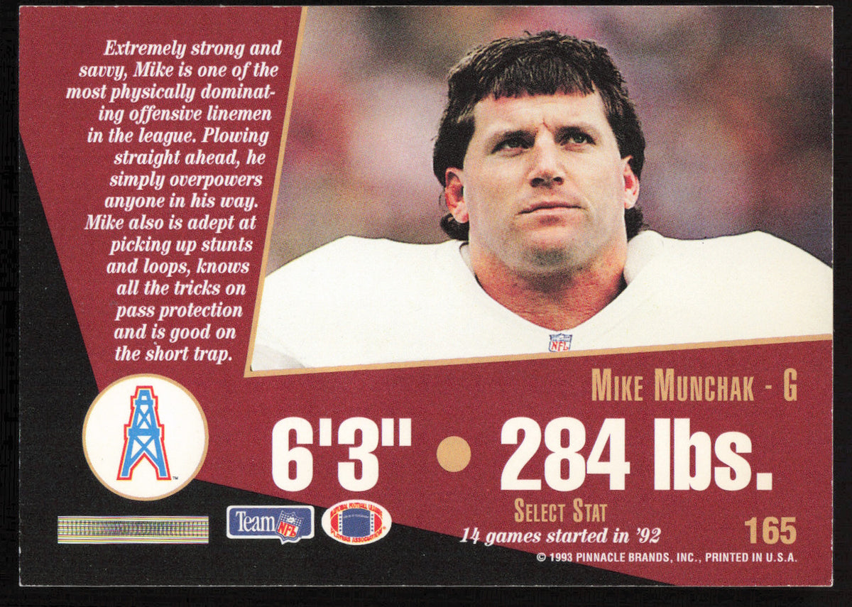 Mike Munchak Autographed 1993 Score Select Card #165 Houston Oilers SKU #260853