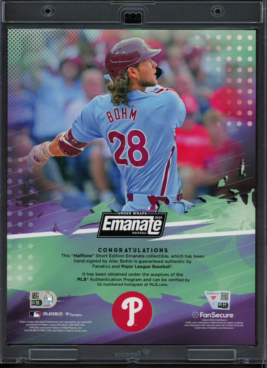 Alec Bohm Autographed 2025 Under Wraps MLB Emanate Halftone Short Edition Card Philadelphia Phillies Fanatics Holo #RJ89842212