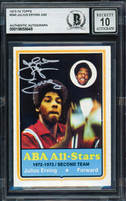 Julius Dr. J Erving Autographed 1973-74 Topps Card #240 Virginia Squires Auto Grade Gem Mint 10 Beckett BAS #19658649