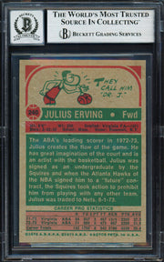 Julius Dr. J Erving Autographed 1973-74 Topps Card #240 Virginia Squires Auto Grade Gem Mint 10 Beckett BAS #19658649
