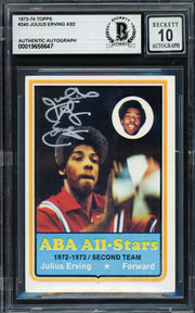 Julius Dr. J Erving Autographed 1973-74 Topps Card #240 Virginia Squires Auto Grade Gem Mint 10 Beckett BAS #19658647