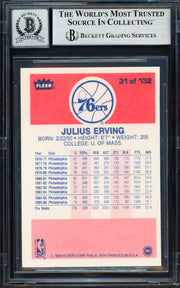 Julius Dr. J Erving Autographed 1986-87 Fleer Card #31 Philadelphia 76ers Auto Grade Gem Mint 10 Beckett BAS #19658679
