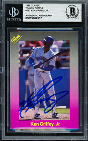 Ken Griffey Jr. Autographed 1989 Classic Travel Rookie Card #193 Seattle Mariners Beckett BAS #19664937