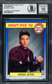 Derek Jeter Autographed 1992 Front Row Rookie Card #55 New York Yankees Auto Grade Gem Mint 10 Beckett BAS #19658741