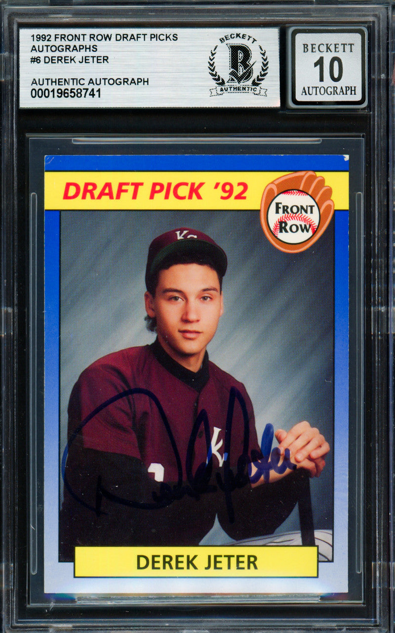 Derek Jeter Autographed 1992 Front Row Rookie Card #55 New York Yankees Auto Grade Gem Mint 10 Beckett BAS #19658741