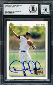 Derek Jeter Autographed 1992 Upper Deck Minor League Rookie Card #5 New York Yankees Auto Grade Gem Mint 10 Beckett BAS #19659539