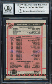 Joe Montana Autographed 1990 Topps Card #515 San Francisco 49ers Auto Grade Gem Mint 10 Beckett BAS #19662717
