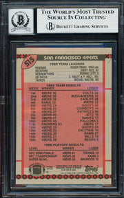 Joe Montana Autographed 1990 Topps Card #515 San Francisco 49ers Auto Grade Gem Mint 10 Beckett BAS #19662645