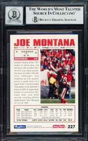 Joe Montana Autographed 1992 Skybox Card #227 San Francisco 49ers Auto Grade Gem Mint 10 Beckett BAS #19663655