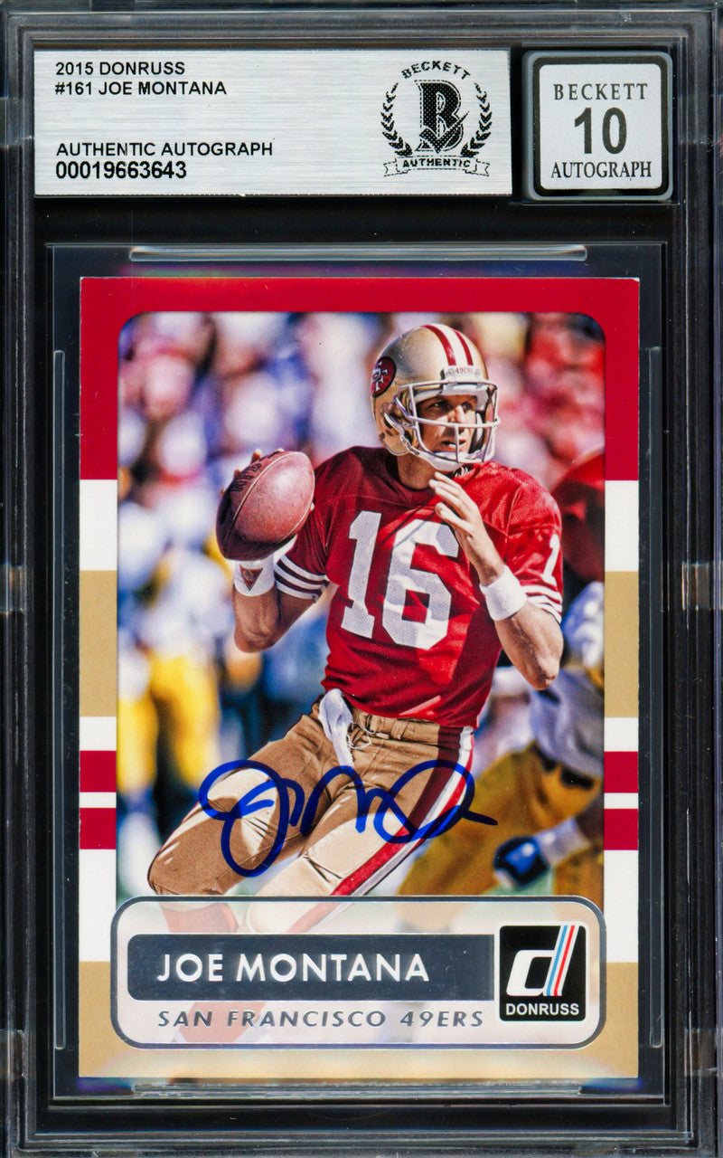 Joe Montana Autographed 2015 Donruss Card #161 San Francisco 49ers Auto Grade Gem Mint 10 Beckett BAS #19663643