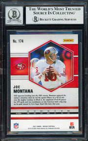 Joe Montana Autographed 2021 Panini Mosaic Card #174 San Francisco 49ers Auto Grade Gem Mint 10 Beckett BAS #19662975