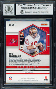 Joe Montana Autographed 2021 Panini Mosaic Card #291 San Francisco 49ers Auto Grade Gem Mint 10 Beckett BAS #19663583