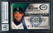 Ichiro Suzuki Autographed 2001 Fleer E-X Rookie Card #105 Seattle Mariners Auto Grade Gem Mint 10 Beckett BAS #19664029