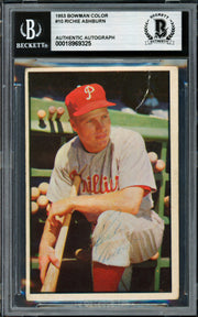 Richie Ashburn Autographed 1953 Bowman Color Card #10 Philadelphia Phillies Beckett BAS #18969325