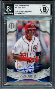 Juan Soto Autographed 2019 Topps Tribute Card #37 New York Mets Beckett BAS #18969281