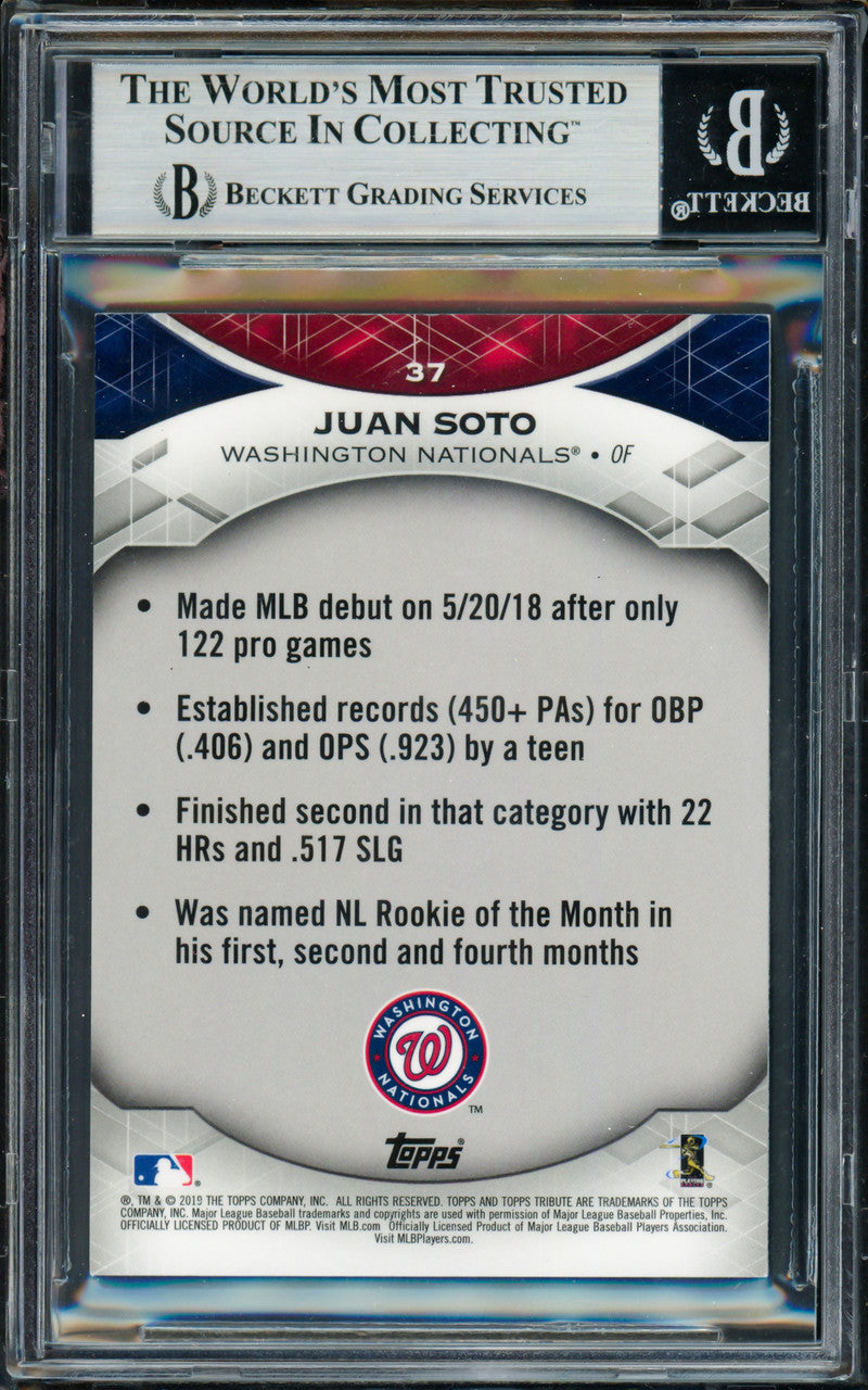 Juan Soto Autographed 2019 Topps Tribute Card #37 New York Mets Beckett BAS #18969281