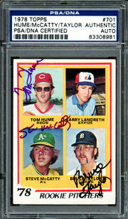 Tom Hume, Steve McCatty & Bruce Taylor Autographed 1978 Topps Rookie Card #701 PSA/DNA #83308981