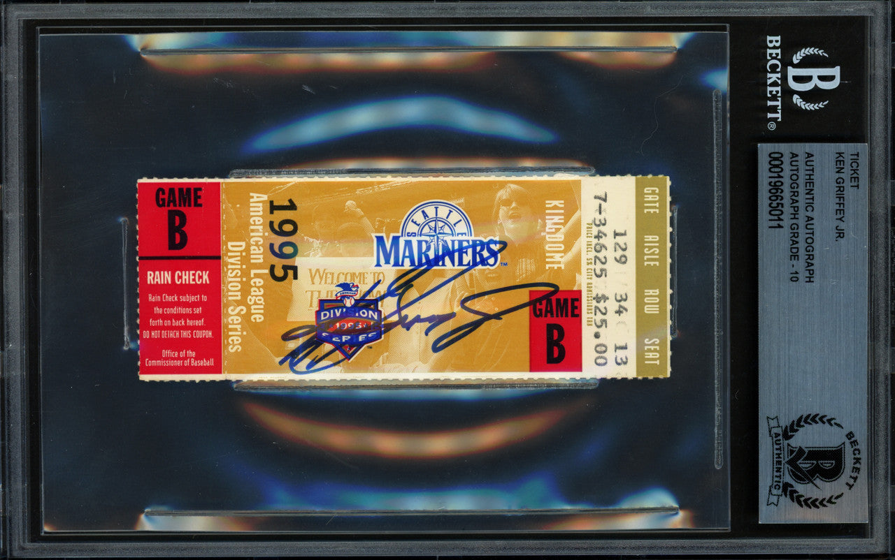 Ken Griffey Jr. Autographed 1995 ALDS Game 4 Ticket Seattle Mariners Auto Grade Gem Mint 10 Beckett BAS #19665011