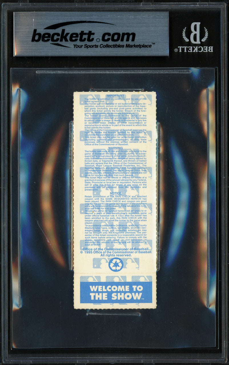 Ken Griffey Jr. Autographed 1995 ALDS Game 4 Ticket Seattle Mariners Auto Grade Gem Mint 10 Beckett BAS #19665011