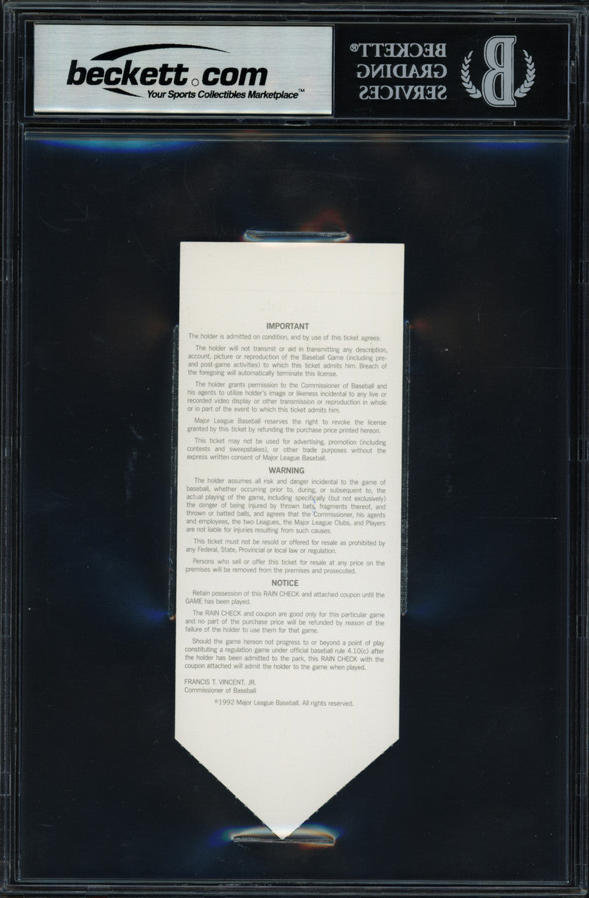 Ken Griffey Jr. Autographed 1992 All Star Game Ticket Seattle Mariners Auto Grade Gem Mint 10 MVP Beckett BAS #19665007
