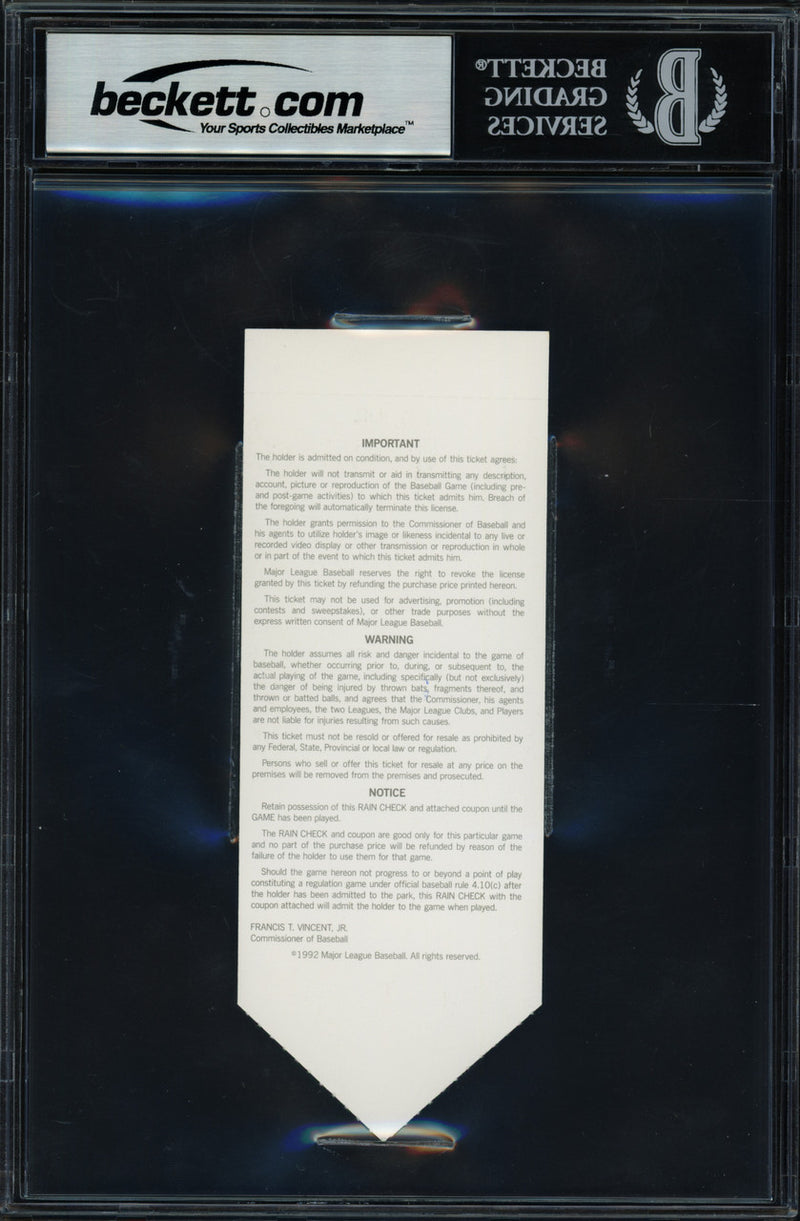 Ken Griffey Jr. Autographed 1992 All Star Game Ticket Seattle Mariners Auto Grade Gem Mint 10 MVP Beckett BAS #19665007