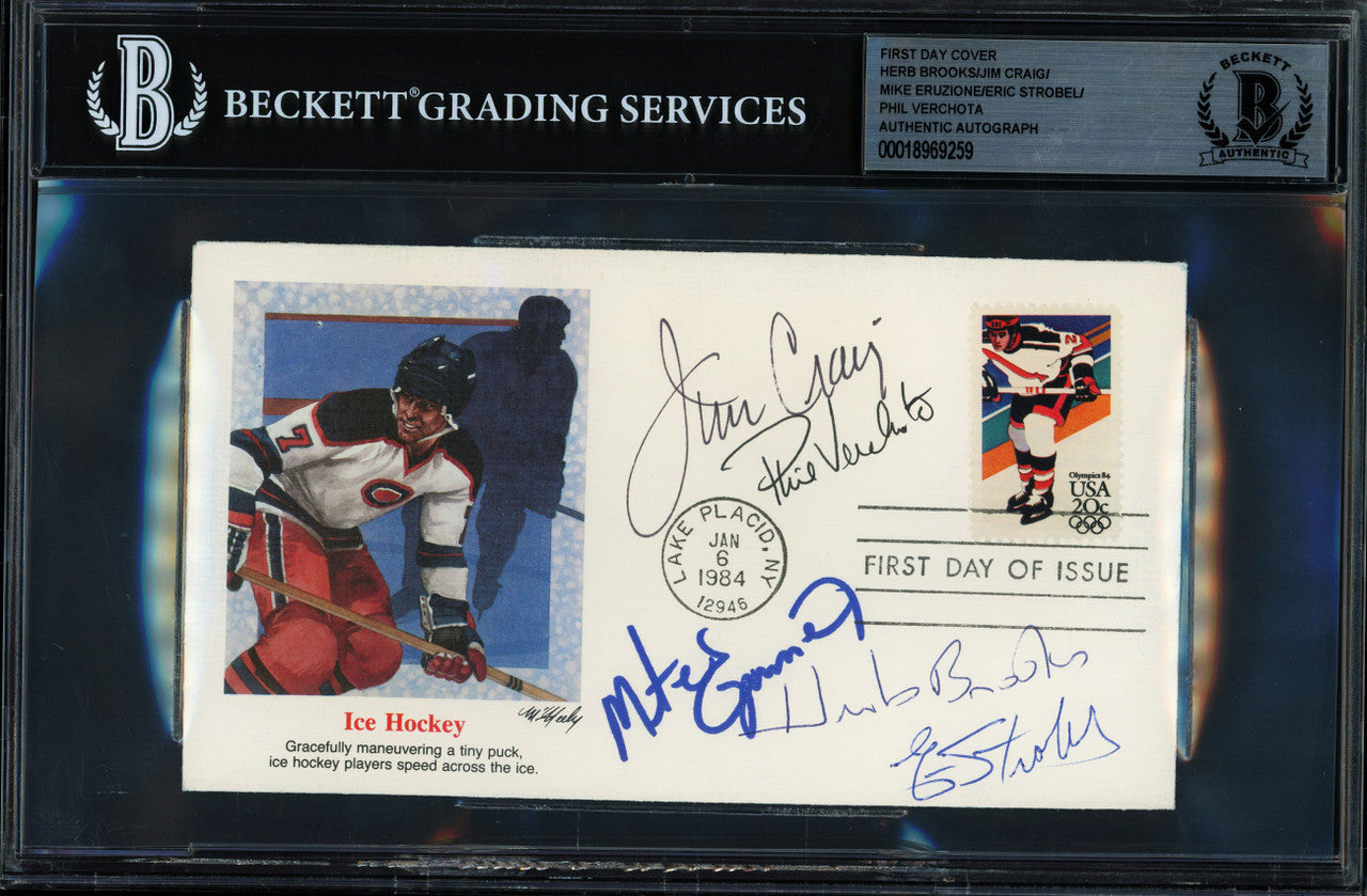 Herb Brooks & Others Autographed First Day Cover 1980 Team U.S.A. Beckett BAS #18969259