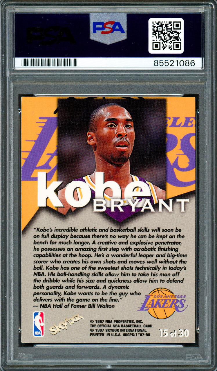 Kobe Bryant Autographed 1997-98 Hoops "Talkin' Hoops" Rookie Card #15 Los Angeles Lakers PSA/DNA #85521086