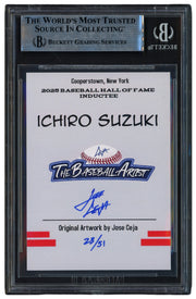 Ichiro Suzuki Autographed 2025 Hall of Fame Card Seattle Mariners Artist Jose Ceja #/51 Beckett BAS Stock #262300