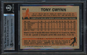 Tony Gwynn Autographed 1983 Topps Rookie Card #482 San Diego Padres (Aftermarket Sticker) Beckett BAS Stock #262301