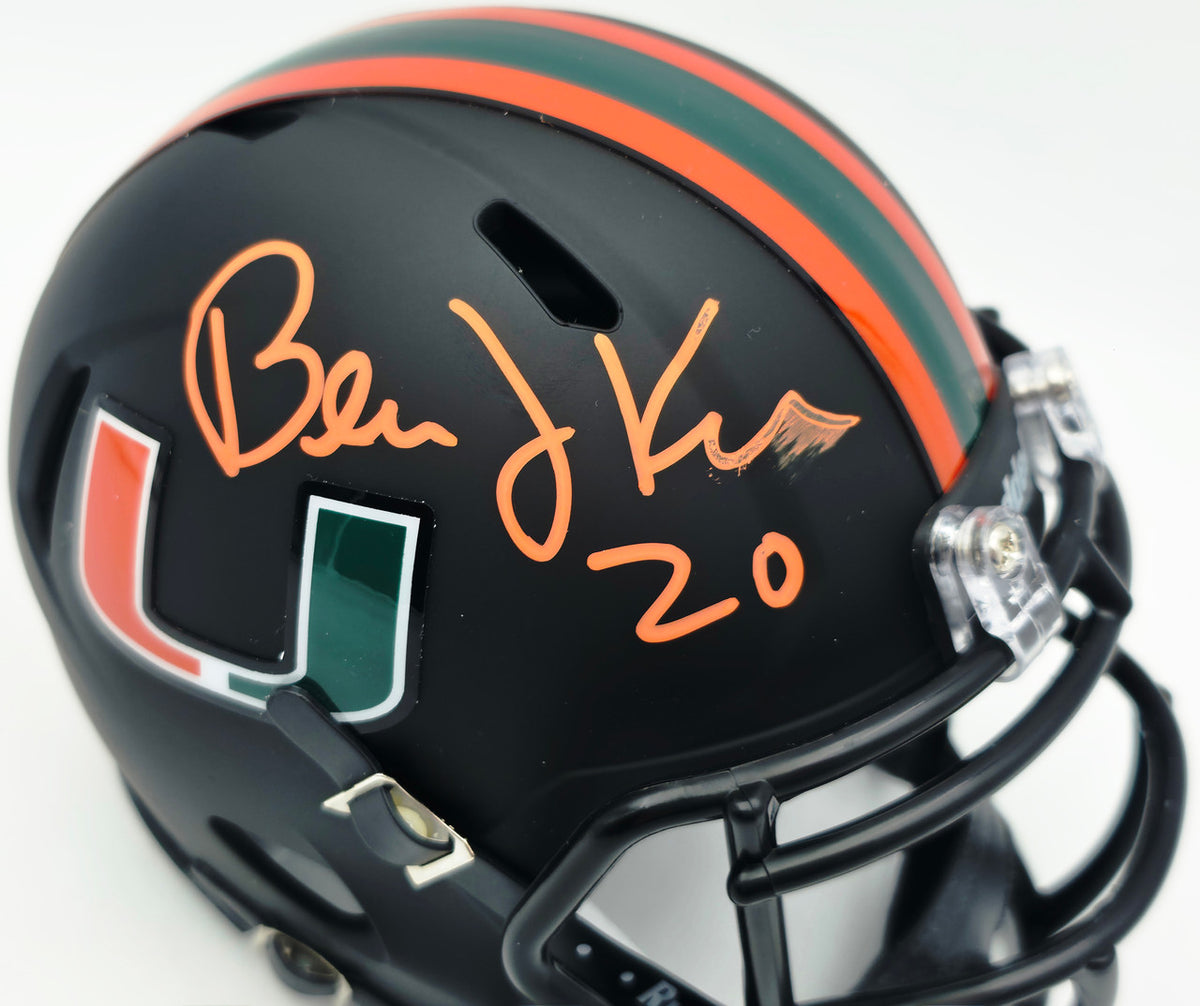 Bernie Kosar Autographed Miami Dolphins Eclipse Black Speed Mini Helmet (Smudged) JSA Witness #WC375697