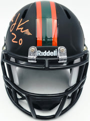 Bernie Kosar Autographed Miami Dolphins Eclipse Black Speed Mini Helmet (Smudged) JSA Witness #WC375697
