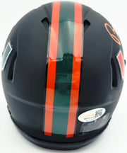 Bernie Kosar Autographed Miami Dolphins Eclipse Black Speed Mini Helmet (Smudged) JSA Witness #WC375697