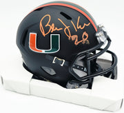 Bernie Kosar Autographed Miami Dolphins Eclipse Black Speed Mini Helmet (Smudged) JSA Witness #WC375695