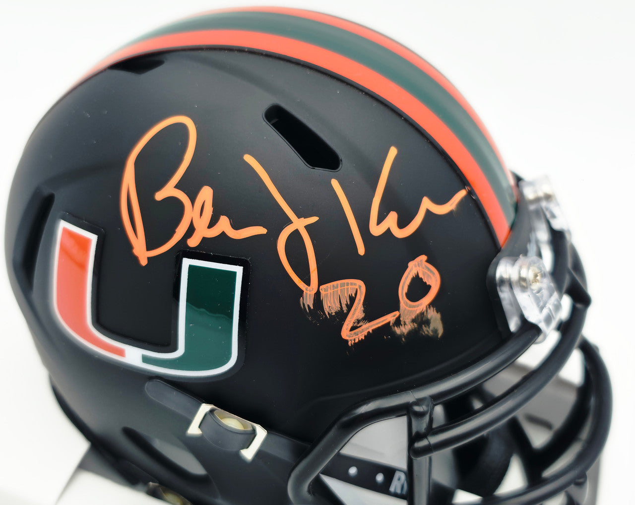 Bernie Kosar Autographed Miami Dolphins Eclipse Black Speed Mini Helmet (Smudged) JSA Witness #WC375695