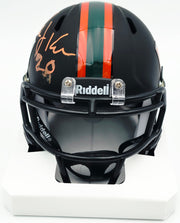 Bernie Kosar Autographed Miami Dolphins Eclipse Black Speed Mini Helmet (Smudged) JSA Witness #WC375695