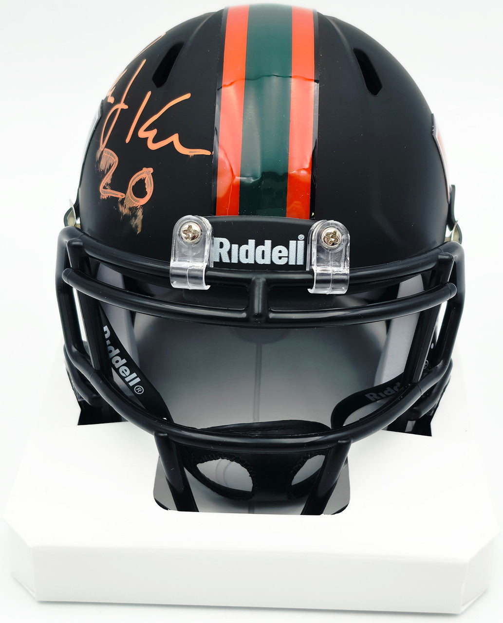 Bernie Kosar Autographed Miami Dolphins Eclipse Black Speed Mini Helmet (Smudged) JSA Witness #WC375695