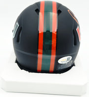 Bernie Kosar Autographed Miami Dolphins Eclipse Black Speed Mini Helmet (Smudged) JSA Witness #WC375695