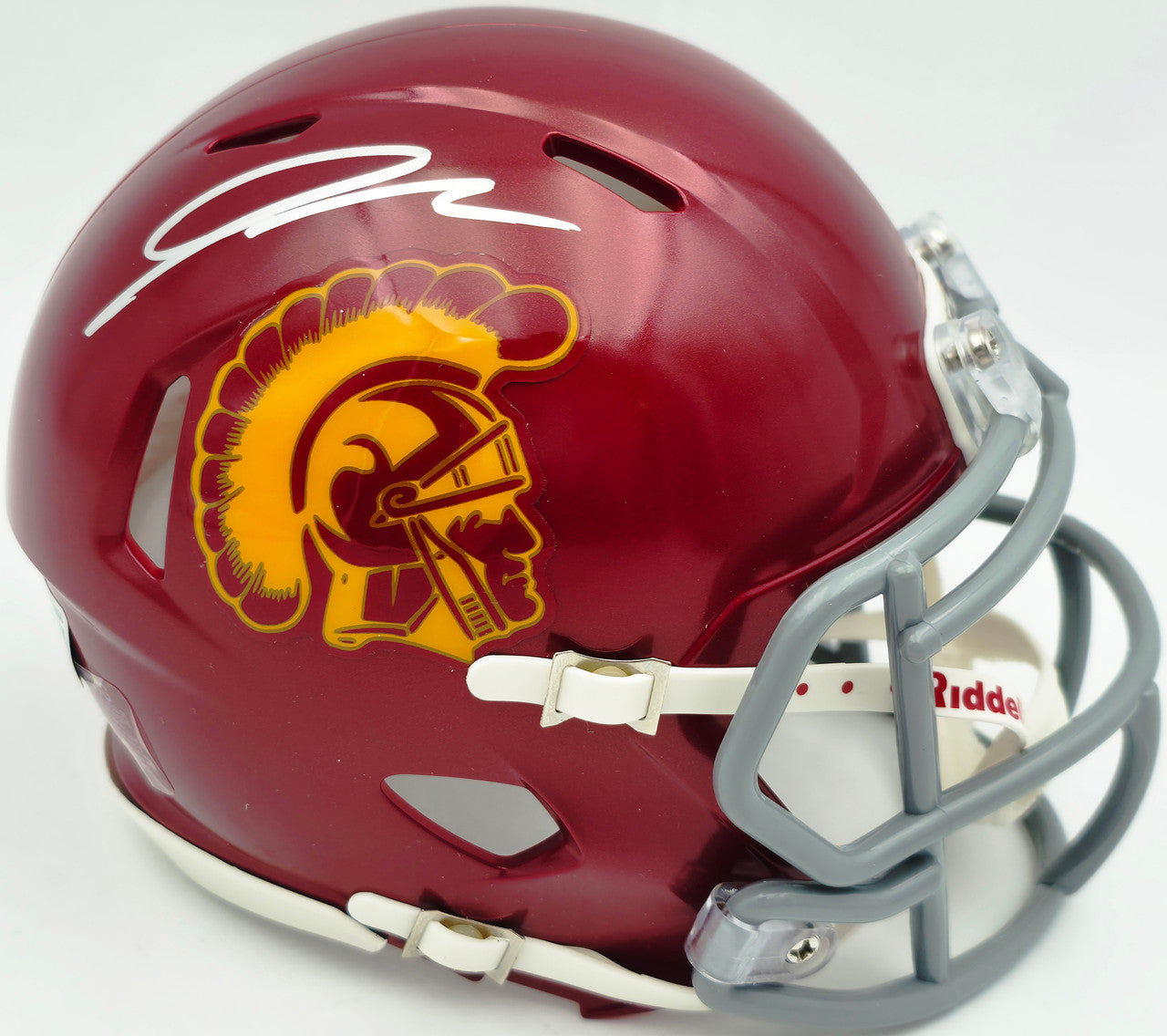 Jordan Addison Autographed USC Trojans Red Speed Mini Helmet Beckett BAS QR #BW00836