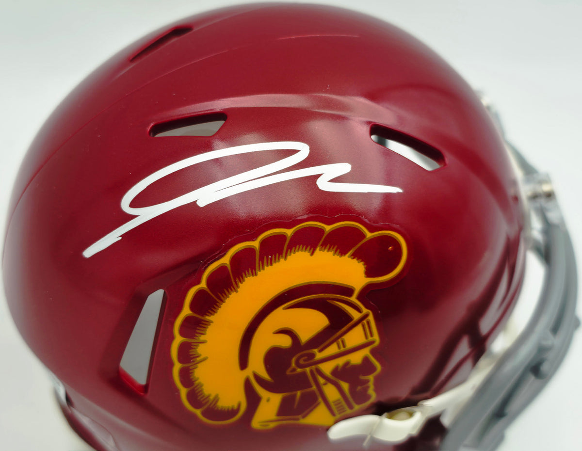 Jordan Addison Autographed USC Trojans Red Speed Mini Helmet Beckett BAS QR #BW00836