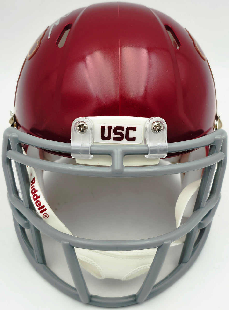 Jordan Addison Autographed USC Trojans Red Speed Mini Helmet Beckett BAS QR #BW00836
