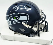Sam Darnold Autographed Seattle Seahawks Blue Super Bowl LX Champions Logo Speed Mini Helmet (Smudged) Beckett BAS Witness #4W539914