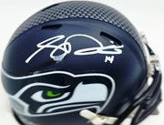 Sam Darnold Autographed Seattle Seahawks Blue Super Bowl LX Champions Logo Speed Mini Helmet (Smudged) Beckett BAS Witness #4W539914