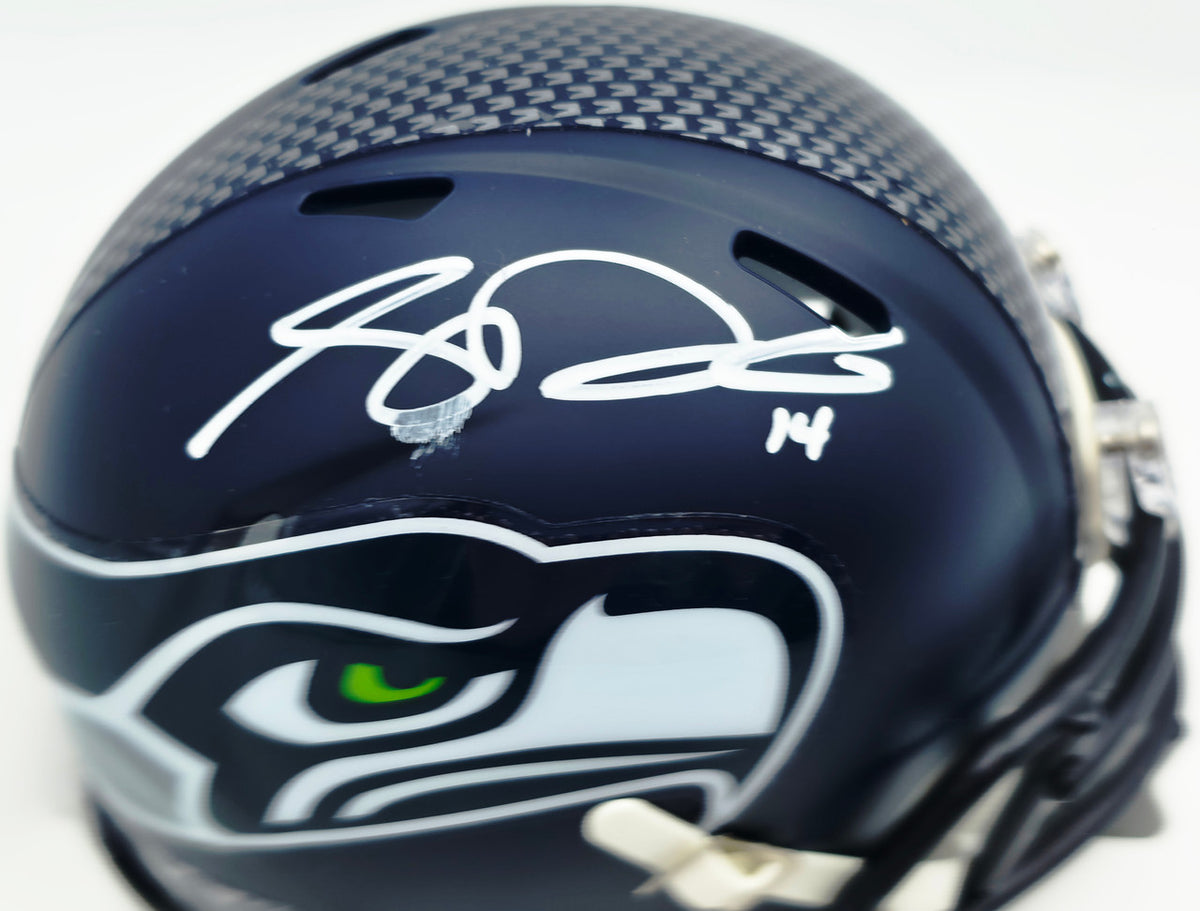 Sam Darnold Autographed Seattle Seahawks Blue Super Bowl LX Champions Logo Speed Mini Helmet (Smudged) Beckett BAS Witness #4W539914